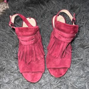 Women's Via Spiga open toe heels, dress shoes, burgundy suede leather, sz 8